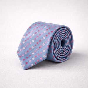 TM Lewin Silk Polka Dot Tie Blue Pink Classic British Necktie Jacquard Office